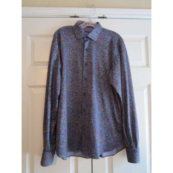 Luchiano Visconti Shirt Mens Large Long Sleeve Button Up Modern Pattern Dress Ca - Picture 1 of 12